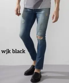 wjk black 別注クラッシュスキニーデニムパンツ 2