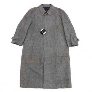 ◆新品 LANVIN PARIS ランバン 千鳥格子柄 ウール100% ステンカラーコート 50(XL) ロングコート 日本製 特大 大きいサイズ 2L LL メンズ