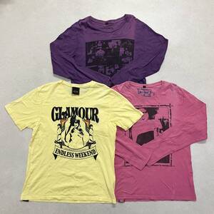 ● HYSTERIC GLAMOUR ヒステリックグラマー 3点 まとめ売り トップス Tシャツ 半袖 長袖 プリント コットン100% サイズM レディース 0.41kg