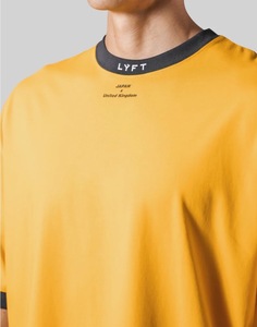 LYFT ネックロゴ ドライ Tシャツ ビッグサイズ オーバーサイズ XL YELLOW フィットネス トレーニング 筋トレ CRONOS VEATM