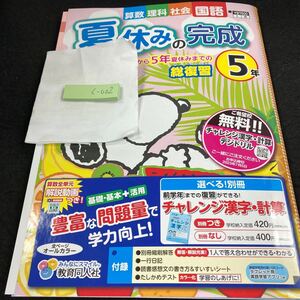 くー002 夏休みの完成 5年 教育同人社 スヌーピー 問題集 プリント 学習 ドリル 小学生 国語 算数 理科 社会 テキスト 教材 文章問題※7