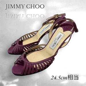 JIMMY CHOO ジミーチュウ　パンプス　オープントゥ　ハイヒール　24.5 3396 00775