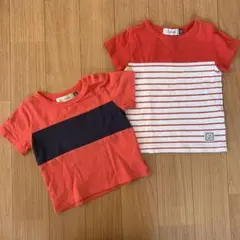 ディーフェセンス　赤×白　赤×ネイビー　ボーダー柄Tシャツ　2枚セットサイズ80