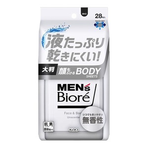 花王　メンズビオレ　顔もふけるボディシート　無香性　28枚　10個セット 送料無料