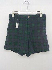 ◇ BEAMS GOLF ゴルフウェア チェック ショートパンツ サイズM グリーン系 ネイビー ブラック レディース P