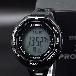 SEIKO セイコー アルピニスト プロスペック S822-00A0 ソーラー デジタル ラバーバンド ブラック 黒 腕時計 箱、保証書付き 正規品 w-10089