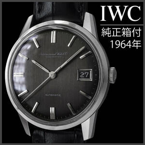 (649) 稼働美品 ★ IWC 自動巻 純正箱付 黒文字版 ★ 日差1秒 1964年 メンズ アンティーク