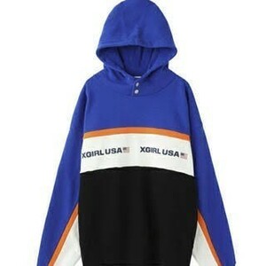 X-girl☆TRI-COLOR SWEAT HOODIE☆スウェット☆パーカー☆フーディ☆定価13200円☆サイズ1ですが、かなり大きめ☆エックスガール