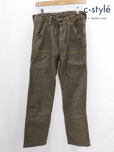 K126b [人気] FREEWHEELERS UNION SPECIAL OVERALLS パンツ W30-32 カーキ系 ボタンフライ | ボトムス K