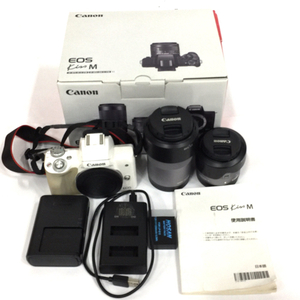 1円 CANON Kiss M EF-M 15-45mm 1:3.5-6.3 IS STM 55-200mm 1:4.5-6.3 IS STM ミラーレス一眼 カメラ L081607