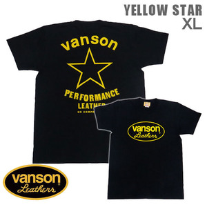 VANSON / バンソン 半袖Ｔシャツ VSS-12「YELLOW STAR」サイズXL ブラック イエロースター 別注