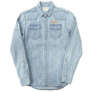 MAISON KITSUNE◆長袖シャツ/XXS/コットン/BLU/KMH-39010-A