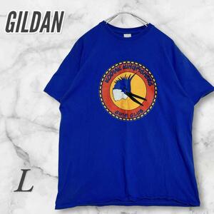 GILDAN ギルダン　Tシャツ/カットソー　半袖　プリント　青　L コットン 2904