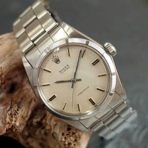 ロレックス 6427 オイスタープレシジョン 梨地 1969年 SS 飛出し王冠 リベット 手巻 メンズ 腕時計 ROLEX アンティーク OH済１年保証