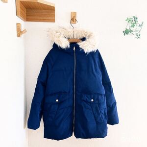 Zara Kids 11/12 size 152cm ダウンジャケット ネイビー　紺　ファー取り外し可能　防寒