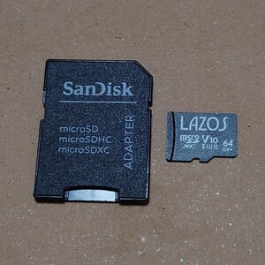 LAZOS microSDカード microSDXC 64GB 変換アダプター付き