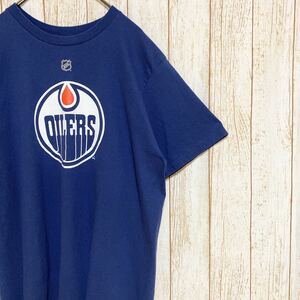Reebok リーボック NHL Edmonton Oilers エドモントン・オイラーズ エバール プリント Tシャツ XL USA古着 アメリカ古着