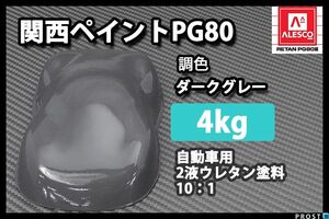 関西ペイント PG80 ダーク グレー 4kg/自動車用 2液 ウレタン 塗料 艶有 Z26