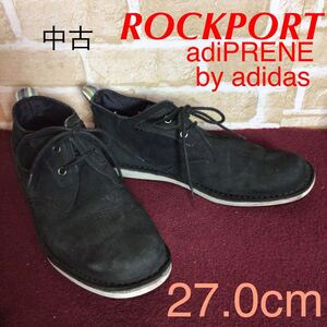 【売り切り!送料無料!】A-354 ROCKPORT adiPRENE by adidas!ハイカットシューズ!27.0cm!黒!スエード!ハイカット!チャッカブーツ!中古!