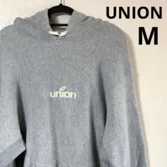 UNION ユニオン　プルオーバー　パーカー　グレー　ロゴ刺繍　M