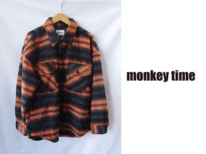 送料無料匿名発送★美品★monkey time★モンキータイム★SHAGGY CHECK SHIRT JACKET★シャツジャケットユナイテッドアローズ