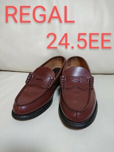 美品【REGAL リーガル】2177 コインローファー 24.5EE ブラウン レザー 本革 茶