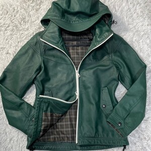 【希少カラー/Lサイズ】バーバリーブラックレーベル BURBERRY BLACK LABEL レザージャケット ライダース ブルゾン 羊革 ラムレザー メンズ