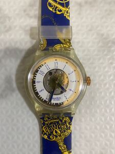 【新品級美品】スウォッチ　Swatch ゴールド　ブルー　ネイビー　腕時計