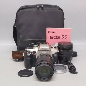 動作品 Canon EOS 55 / EF 100-300mm F4.5-5.6 / EF 24-85mm F3.5-4.5 キヤノン 一眼レフフィルムカメラ 収納ケース 取説付 Z5952