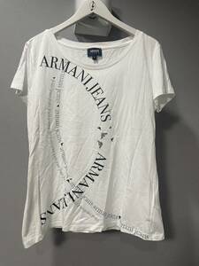 美品アルマーニジーンズARMANI半袖TシャツロゴトップスXLレディース