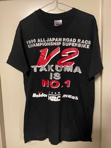 90s HONDA ホンダ HRC Tシャツ USA製 Hanes Beefy ヘインズ ビーフィ 両面 青木拓磨 全日本ロードレース選手権 NSR500 V2 boldor rheos