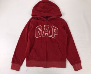 GAP KIDS ギャップ オーセンティック レトロ 古着 ビッグロゴ ジップアップ フリース パーカー キッズ 子供服 150 12-13才 赤