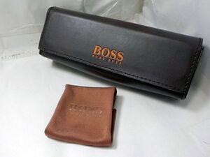 HUGO BOSS　ヒューゴボス メガネソフトケース クロス付き 　ブラウン