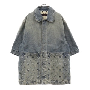 LOUIS VUITTON ルイヴィトン 23AW DENIM WORK MONOGRAM SHIRT LV デニムワークモノグラムシャツ半袖シャツ RM232Q Y38 HOS46W インディゴ