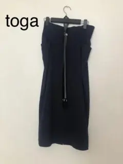 Toga  レザーショルダーベルト付きスカート