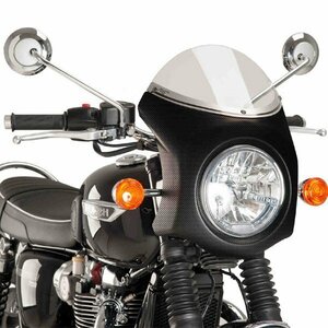 在庫あり Puig 9195H レトロフェアリング TRIUMPH BONNEVILLE T100 (16-18) BONNEVILLE T120 (16-19) [カーボンプリント/スモーク] プーチ