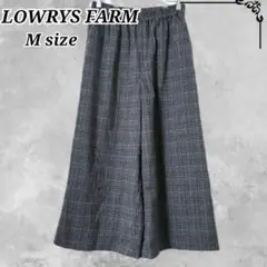 LOWRYS FARM ワイドパンツ　Mサイズ　チェックゆったり可愛い　グレー