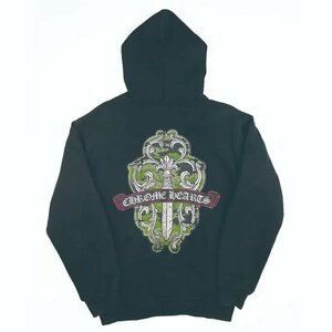 CHROME HEARTS クロムハーツ 迷彩ダガープリント パーカー カモフラ×ブラック ダガージップ メンズ Sサイズ 古着