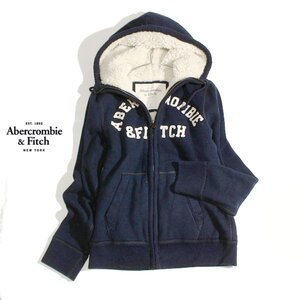 美品 Abercrombie & Fitch アバクロ 裏ボア 厚手 ジップアップ パーカ L メンズ 秋 冬 24E12