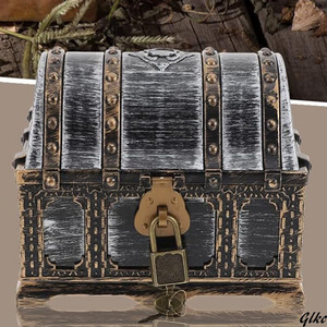 ジュエリーボックス 海賊 アンティーク 宝箱 鍵2本付き 収納ボックス アクセサリーケース 小物入れ コスメボックス 貯金箱 ハンドメイド
