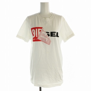 ディーゼル DIESEL Tシャツ カットソー 文字プリント プルオーバー クルーネック 半袖 M 白 ホワイト /EE レディース