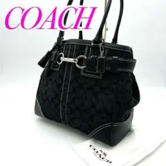 COACH　コーチ　トートバッグ　シグネチャー　ジャガード　レザー　美品