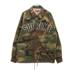 SUPREME シュプリーム 15AW Twill Coach Jacket アーチロゴ カモフラ総柄ツイルコーチジャケット 迷彩 カーキ