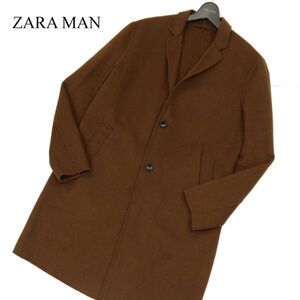 ZARA MAN ザラ マン 秋冬★ ロング丈 チェスター コート Sz.M　メンズ 茶色系 　C4T00099_1#N