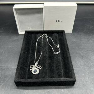 128 Christian Dior クリスチャン・ディオール ネックレス Dior シルバーxクリア 金属素材xラインストーン t18378a