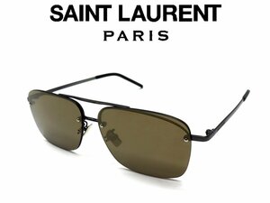 8万新品◆Saint Laurent◆メタリックシルバー×ブロンズレンズ スクエアサングラス【サンローラン】1円