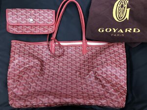 キングラム[31]GOYARD ゴヤール サンルイPM ポーチ付き バッグ かばん 赤 レッド カバン トート 保存袋 【送料無料】＠423