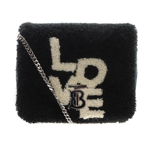 バーバリー BURBERRY Mini Love Lola Bag パイル ローラバッグ ショルダーバッグ ミニ 黒 ブラック 白 ホワイト /SR12 レディース