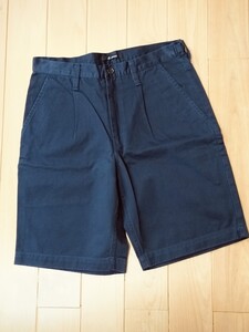 JOHNBULL ジョンブル チノショートパンツ ハーフパンツ メンズM ネイビー系 ワンタック ゴルフ タウンユース 良品 送料無料