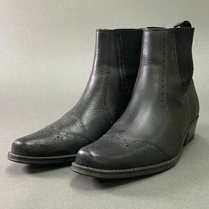 ◯k3 CUSTOM CULTURE カスタムカルチャー サイドゴアブーツ サイズ27.5cm ブラック メンズ BOOTS シューズ メダリオン ウイングチップ